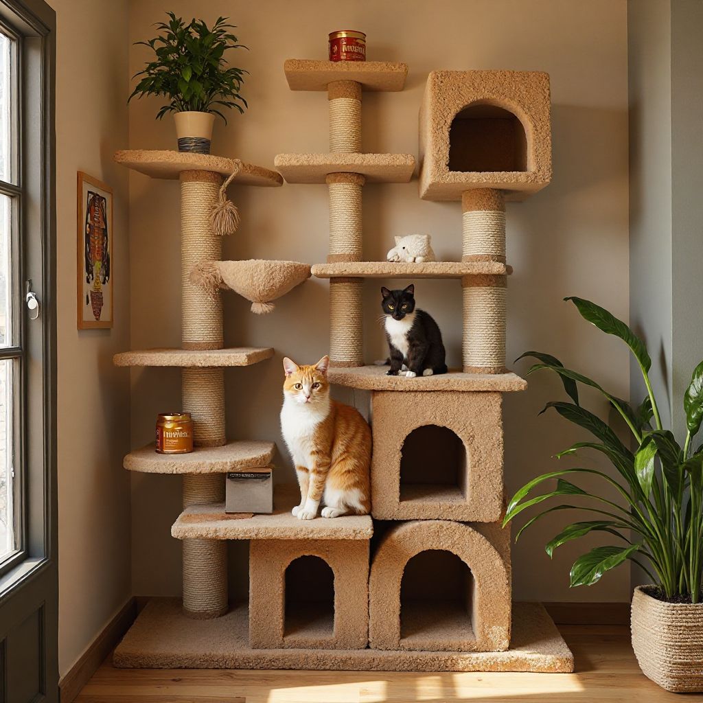 Cat food, toys and furniture