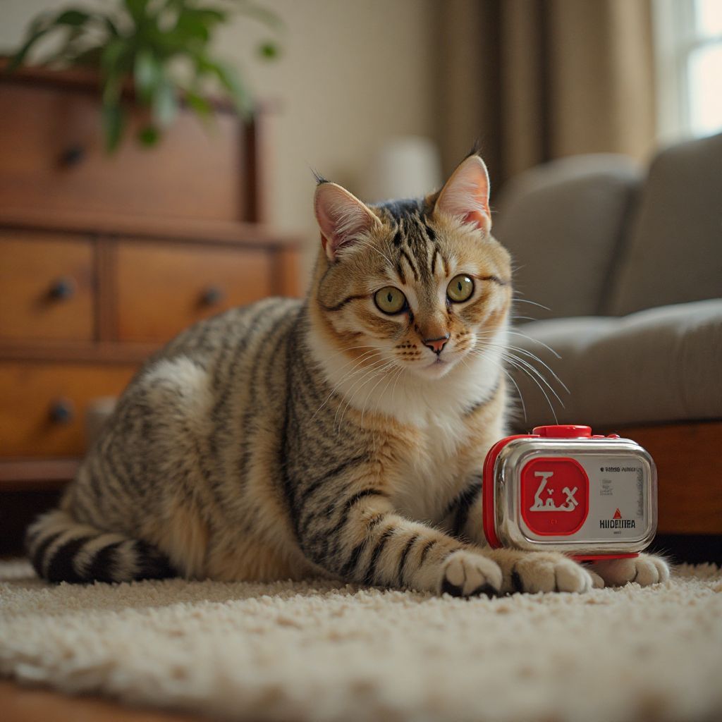 Customer with New Cat Toy