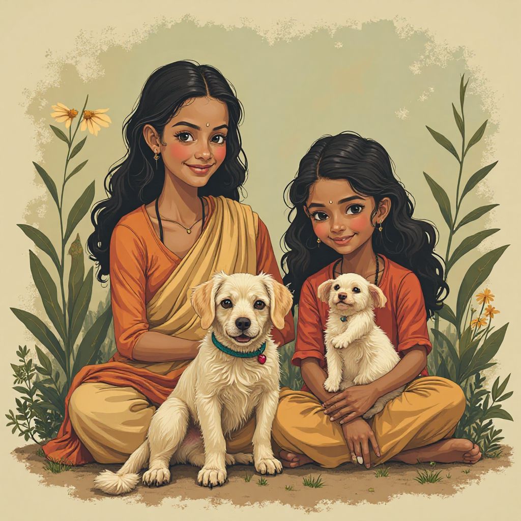 The Patel family with their pets